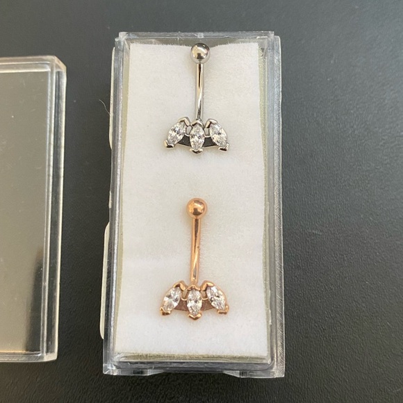 rhoda sutton Jewelry - New Rhona Sutton Bodifine Set of 2 Colors Marquise Crystal belly piercing rings